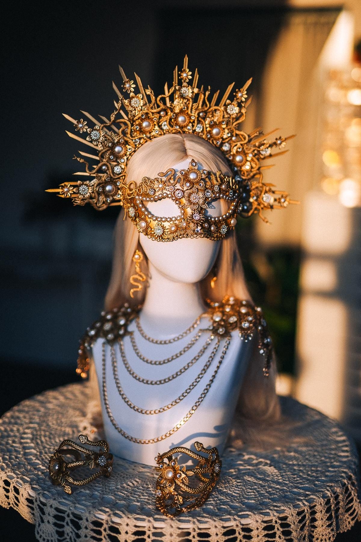Medusa Masquerade Mask, Gold Snake Mask, Greek Goddess Mask, Medusa Costume Accessory, Mythology Masquerade