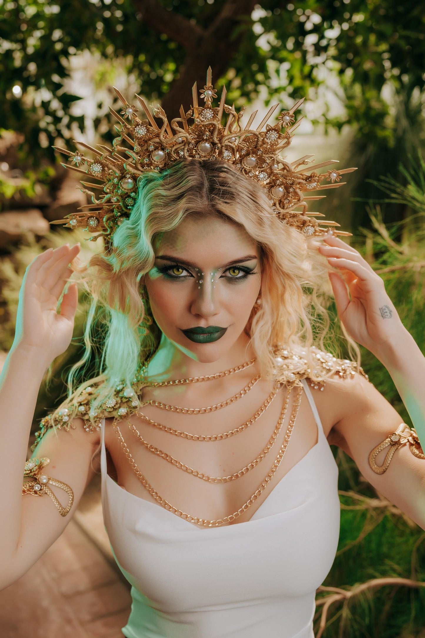 Medusa Crown, Gold Snake Halo Crown, Greek Goddess Headpiece, Medusa Costume Crown, Mythology Headpiece