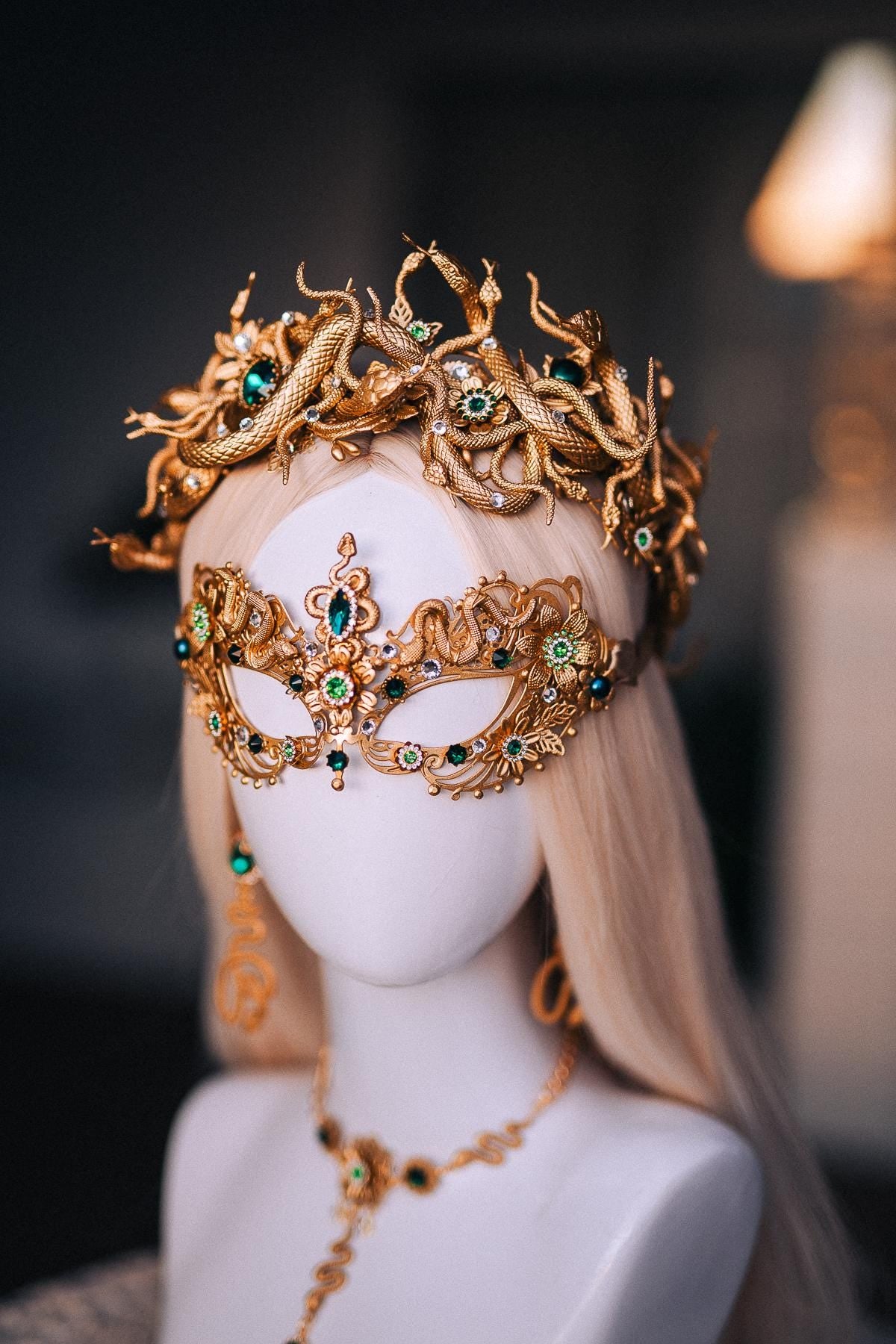Medusa Arm Cuffs Pair, Gold Snake Arm Cuffs, Serpent Arm Jewelry, Greek Goddess Jewelry, Medusa Costume Accessories