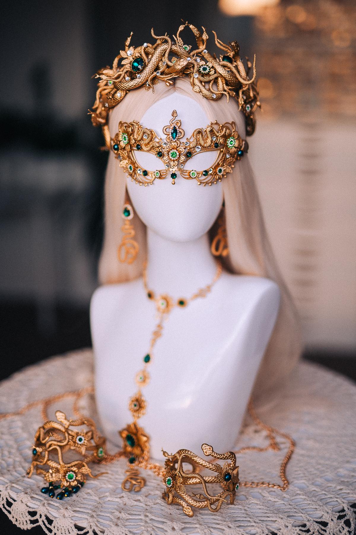 Medusa Arm Cuffs Pair, Gold Snake Arm Cuffs, Serpent Arm Jewelry, Greek Goddess Jewelry, Medusa Costume Accessories