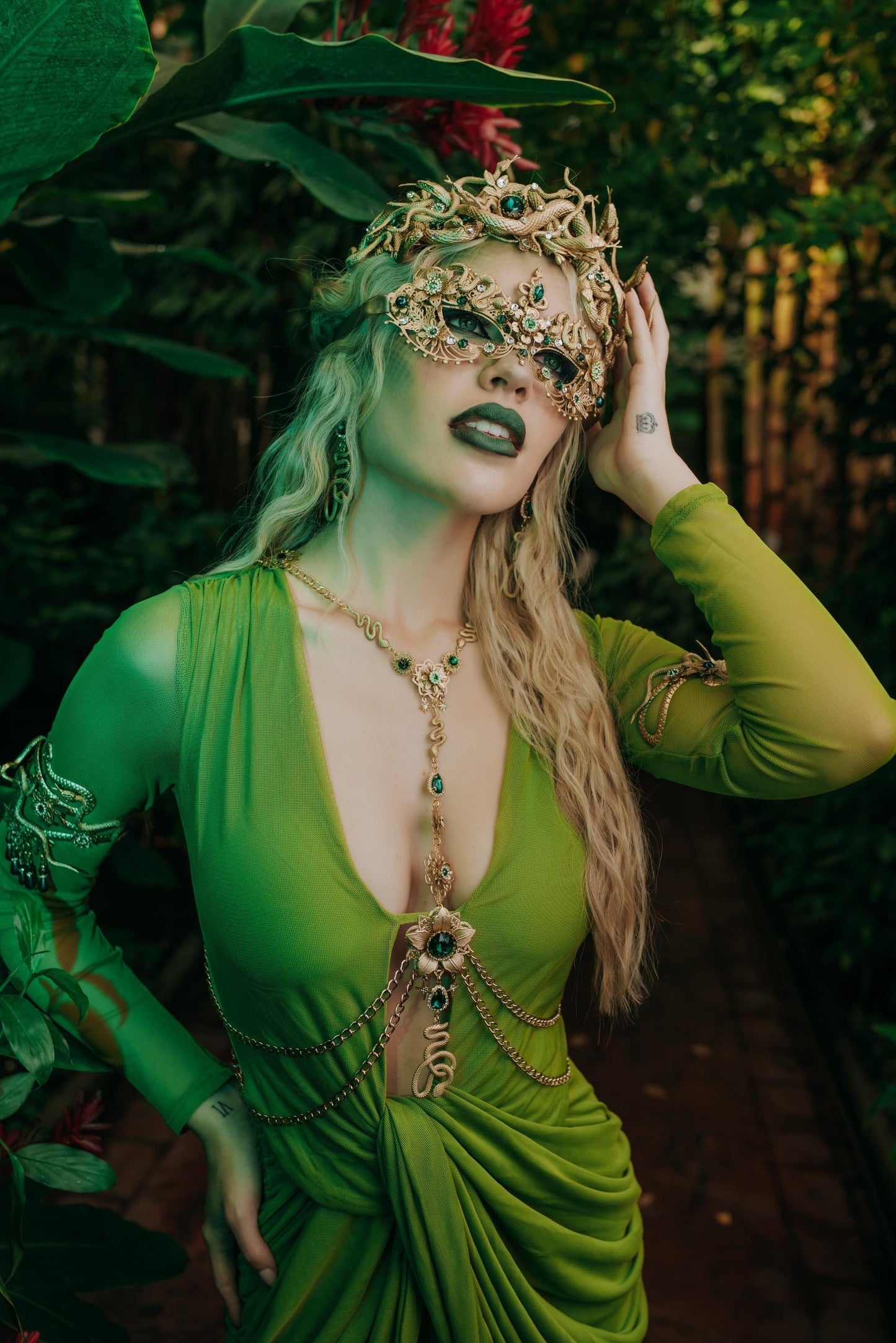 Medusa Masquerade Mask, Gold Snake Mask, Greek Goddess Mask, Serpent Costume Mask, Medusa Costume Accessory