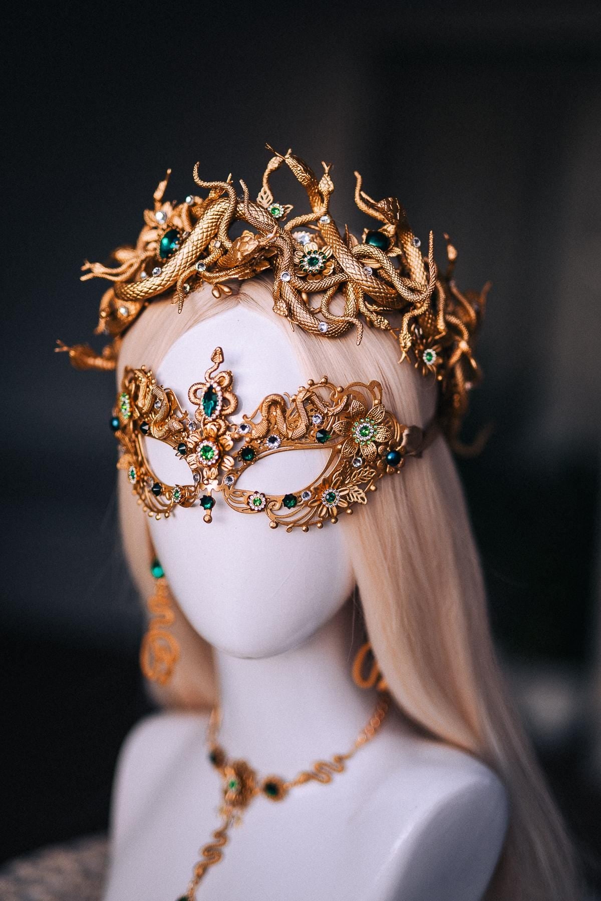 Medusa Crown, Gold Snake Crown, Serpent Headpiece, Greek Goddess Headpiece, Medusa Costume Crown