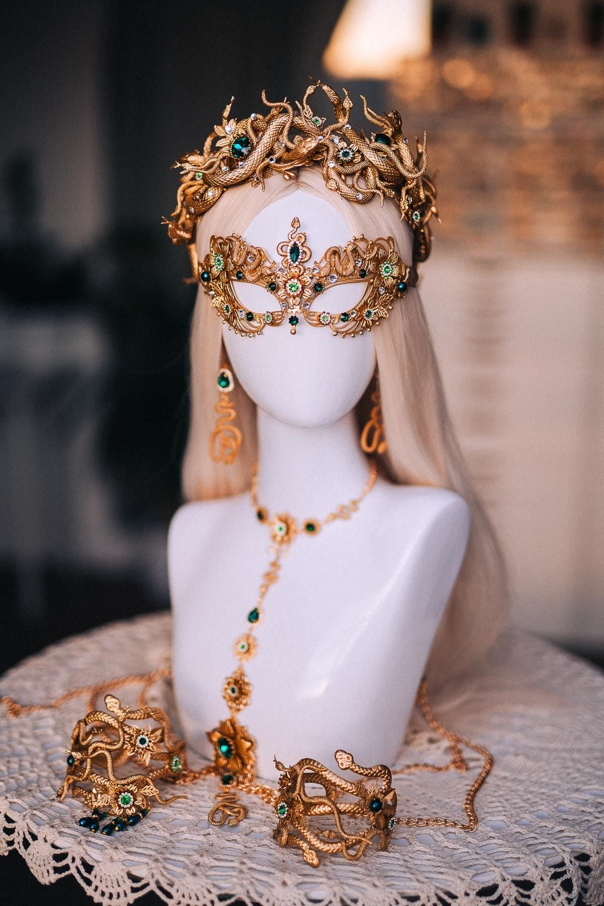 Medusa Crown, Gold Snake Crown, Serpent Headpiece, Greek Goddess Headpiece, Medusa Costume Crown