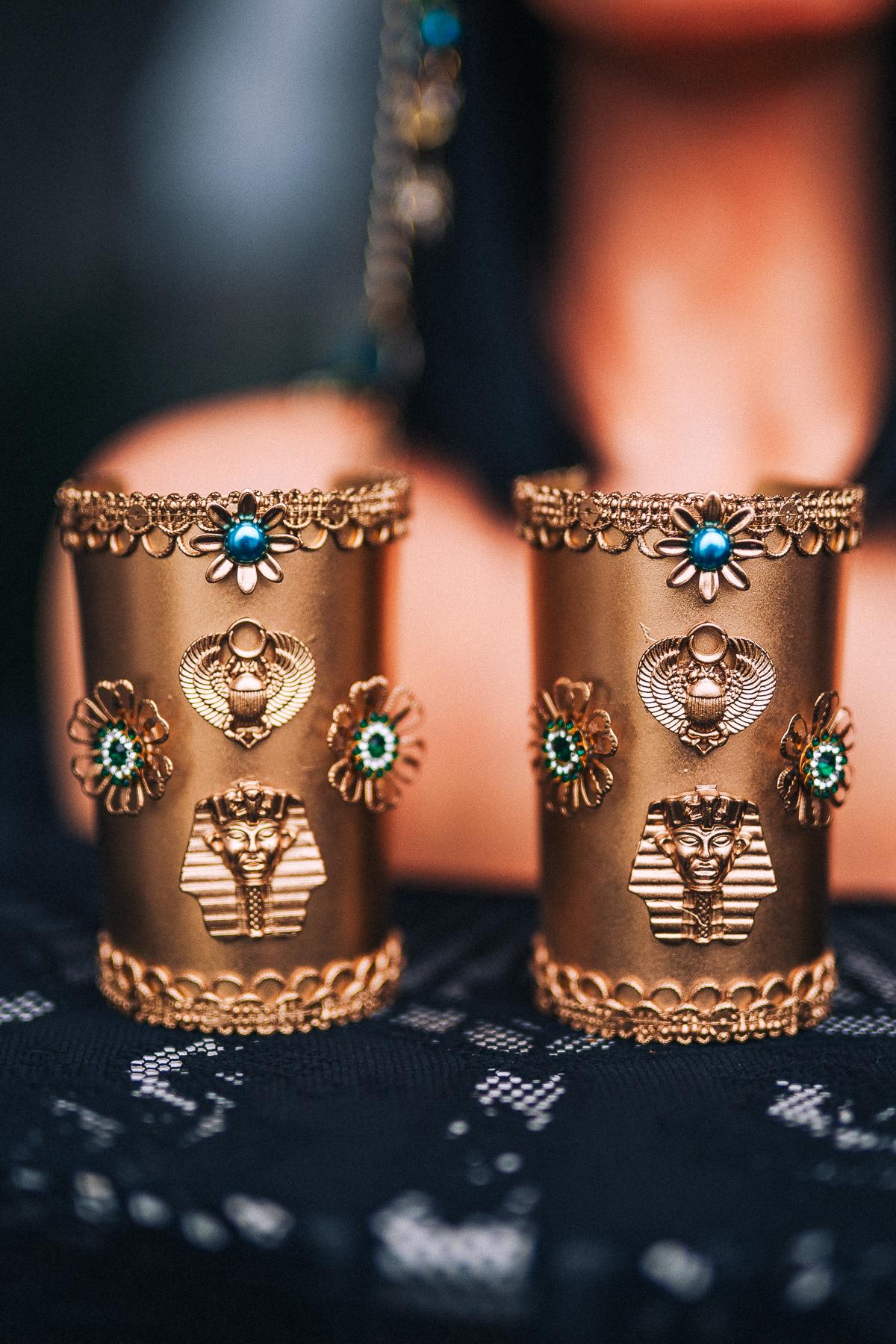 Cleopatra Upper Arm Cuffs, Egyptian Arm Bands, Gold Pharaoh Jewelry, Blue Green Goddess Cuffs, Egyptian Costume Accessories