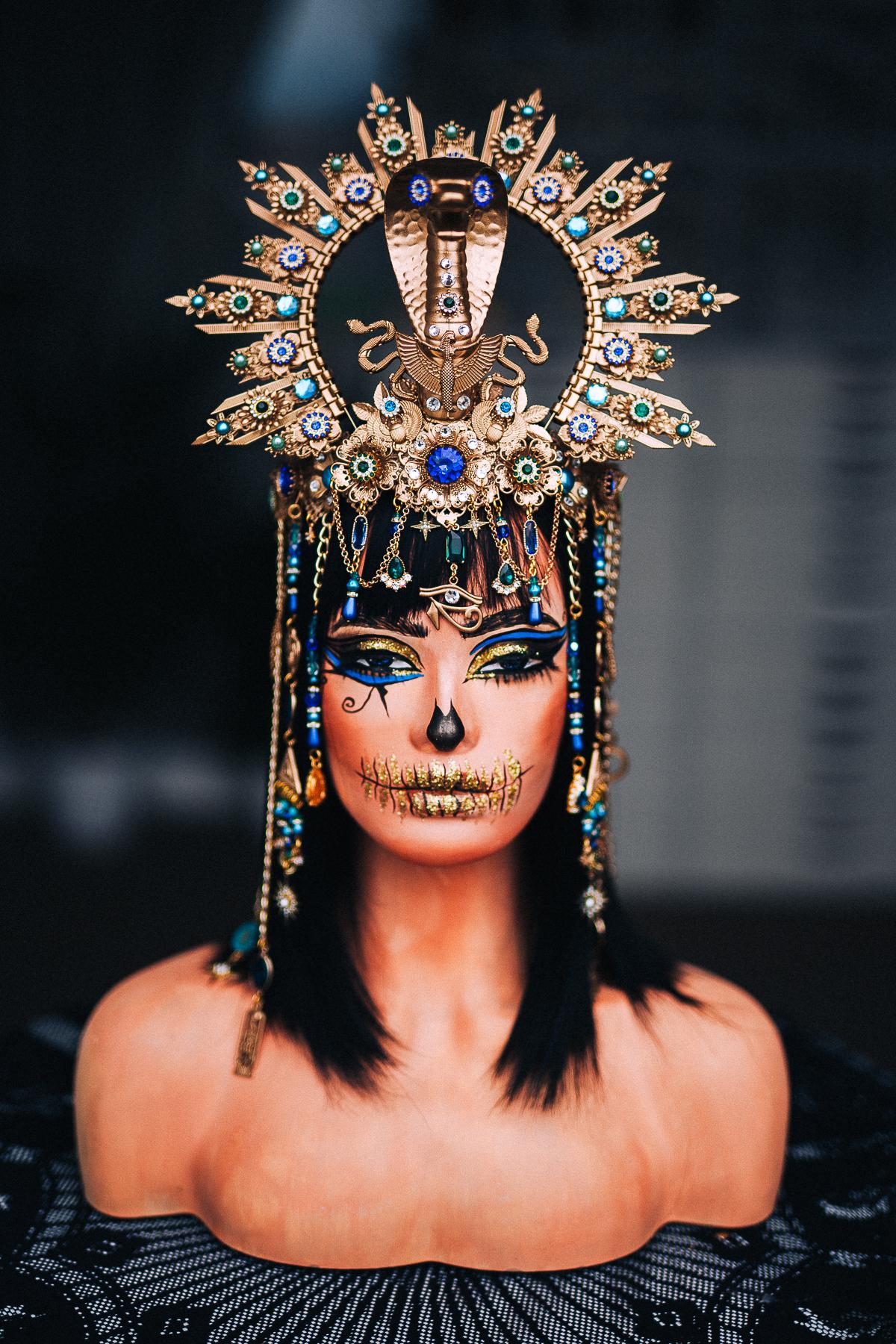 Cleopatra Cobra Crown, Egyptian Halo Crown, Gold Pharaoh Headpiece, Blue Green Goddess Headdress, Egyptian Queen Costume Crown