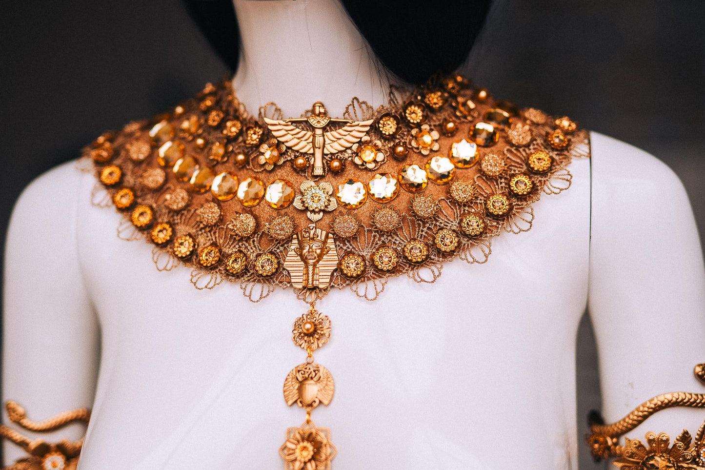 Cleopatra Cobra Crown, Gold Egyptian Queen Headdress, Pharaoh Crown, Gold Crystal Headpiece, Egyptian Goddess Costume Crown
