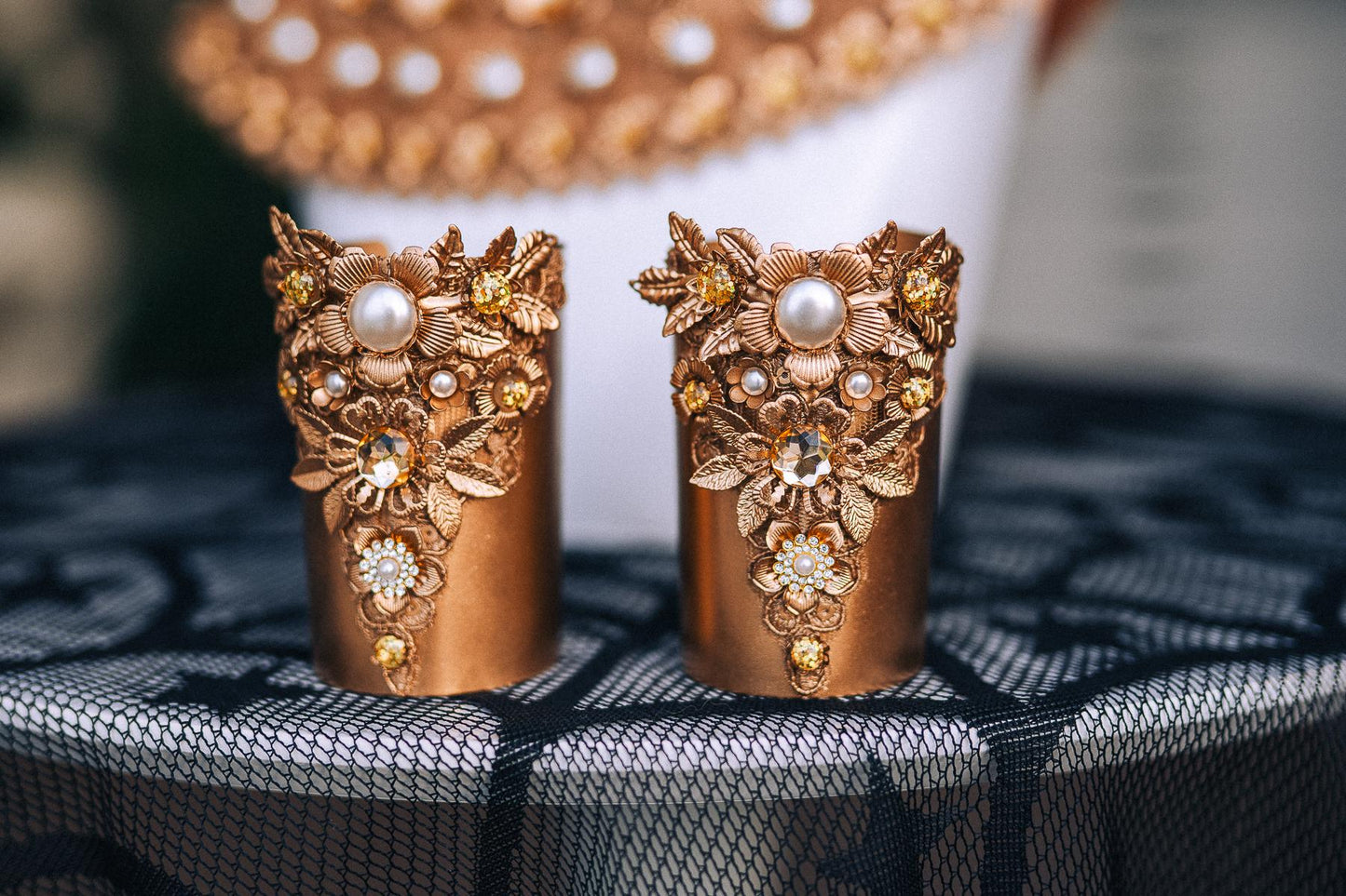 Cleopatra Collar Necklace, Gold-Tone Egyptian Pectoral with Floral, Pearl and Crystal Details