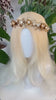 Golden Floral Crown, Wedding Flower Tiara, Boho Gold Headpiece, Pearl Bridal Crown, Handmade Goddess Halo, Rustic Bride Crown, Garden Tiara