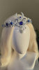 Silver Moon Goddess Tiara Blue Crystals Crescent Crown Celestial Headpiece Wedding Ball Festival Costume Silver Tiara Bride