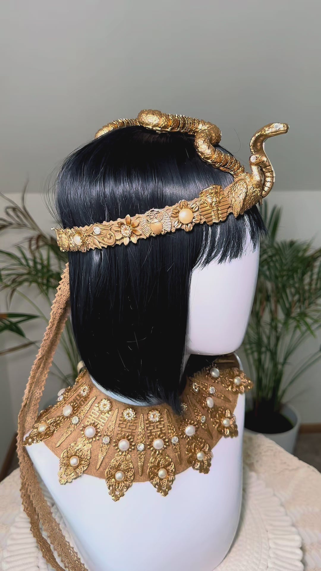 Load and play video in Gallery viewer, Cleopatra Serpent Upper Arm Cuffs Gold Egyptian Goddess Jewelry
