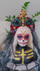 La Catrina Emerald Veil Crown, Día de los Muertos Headpiece, Couture Floral Bridal Veil