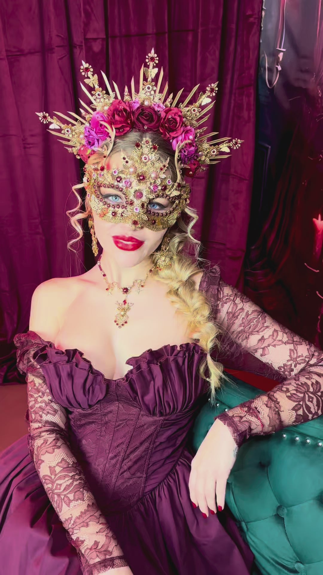 Load and play video in Gallery viewer, Deer Antlers Masquerade Mask For Men
