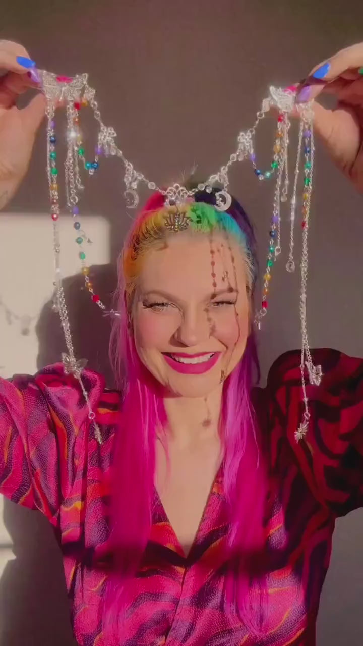 Chakra Rainbow Butterfly Hair Chain Headpiece