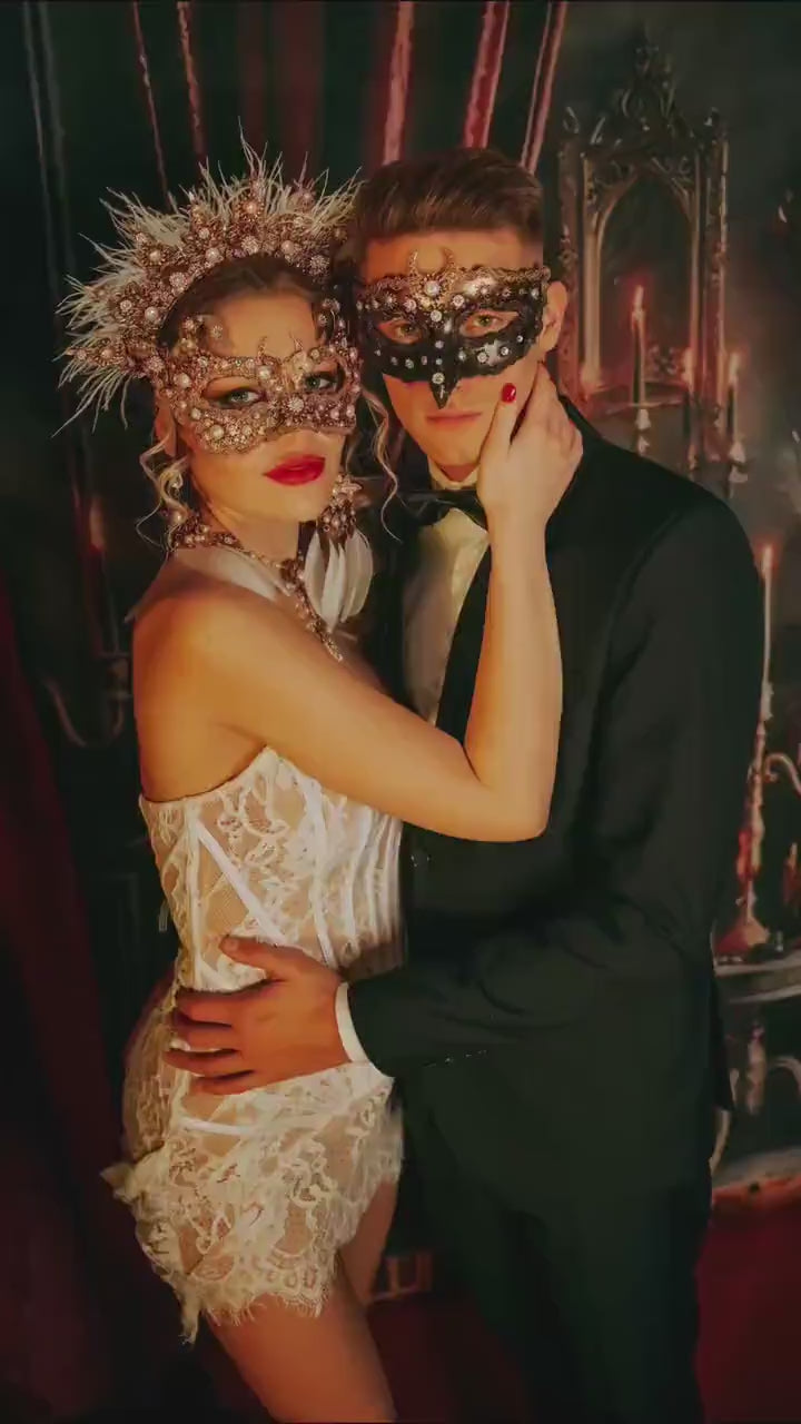 Black Raven Masquerade Mask For Men