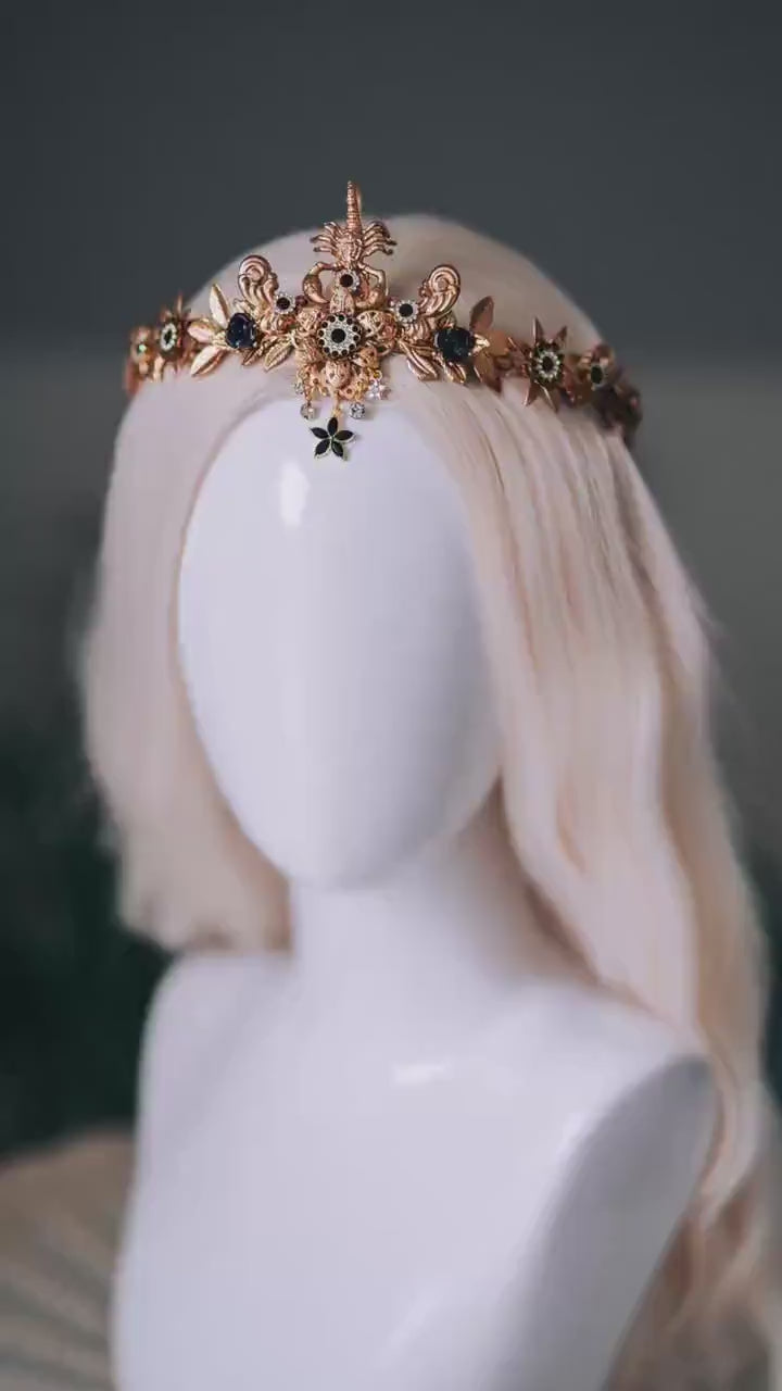 Scorpio Black Gold Tiara Zodiac Headpiece