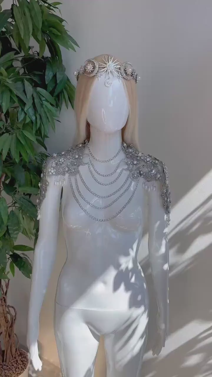 Silver Celestial Shoulder Necklace