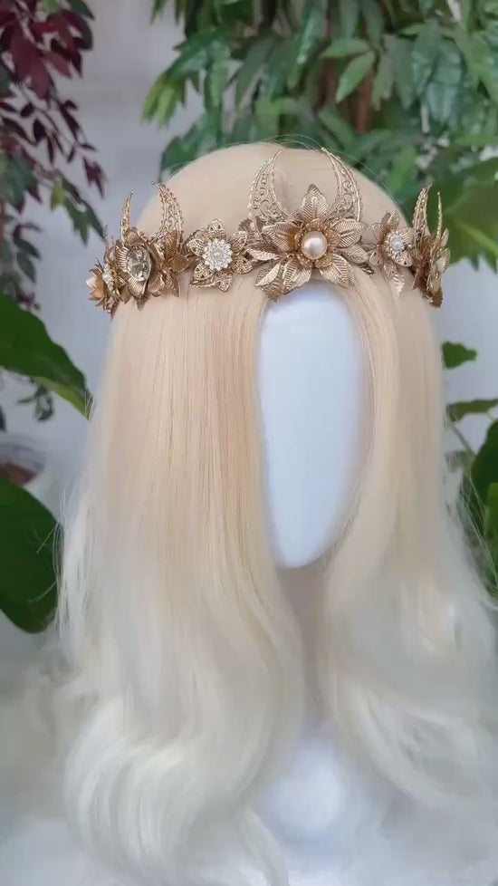Gold Boho Tiara & Rose Gold Boho Wedding Crown, Bohemian Bridal Headpiece, Festival Bride Crown, Boho Bride Headpiece, Bridal