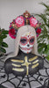 Pink flower crown, Gold halo crown, La Catrina crown, Halloween headband, Halloween costume, Halloween headpiece, Flower headpiece