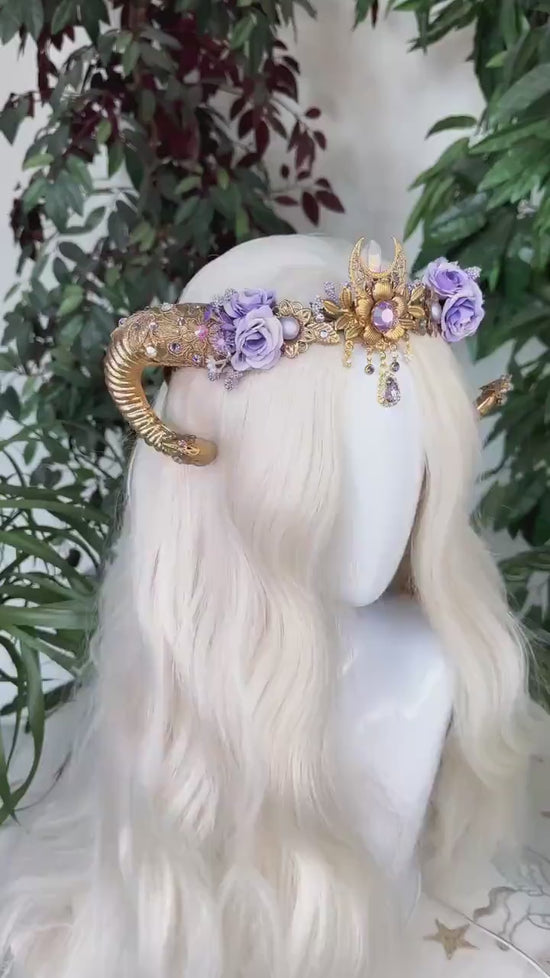 Aries Crown Zodiac Signs jewellery Fairy crown Gold horns Headpiece Gold tiara Birthday crown Flower crown Burning Man Halloween Accessories