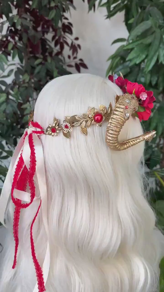 Aries Crown Zodiac Signs jewellery Fairy crown Gold horns Headpiece Gold tiara Birthday crown Flower crown Burning Man Halloween Accessories