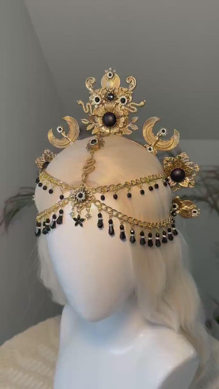 Cleopatra Black Gold Egyptian Crown
