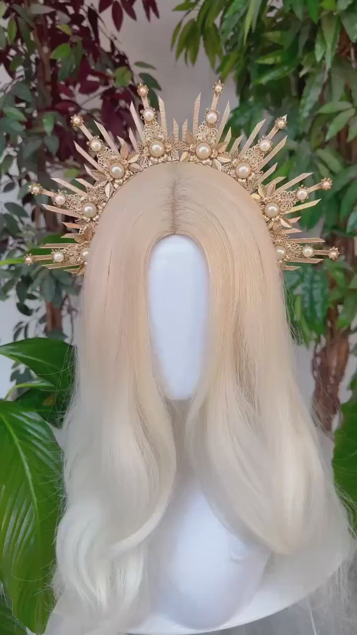 Halo Crown Headpiece Festival Met Gala Crown Sun Burst Headlights Wedding Tiara Boho Wedding Photo Props Bride To Be Bachelorette Bridesmaid