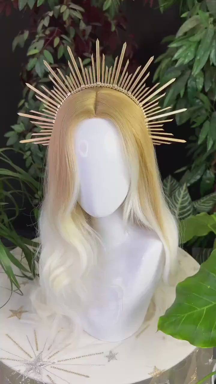 Gold halo crown, Halo crown, Halo headband, Wedding crown, Bridal headpiece, Wedding hair accessories, Gold crown, Bridal crown