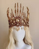 Gold Skeleton Crown,Gothic Halloween Tiara,Bone Queen Headdress,Skull Costume Look,Witchy Headpiece,Spooky Crown,Macabre Accessory