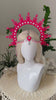 Neon Pink Halo Crown: Festival Rave Headpiece, UV Costume Goddess Headwear