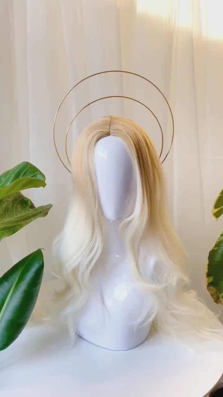 Gold halo crown, Bridal headpiece, Wedding crown, Fairy crown, Halloween, Bridal crown, Halo crown, Gold crown, Wedding hair accessories