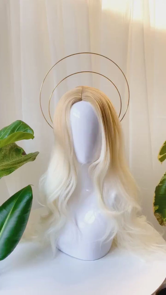 Gold halo crown, Bridal headpiece, Wedding crown, Fairy crown, Halloween, Bridal crown, Halo crown, Gold crown, Wedding hair accessories