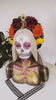 La Catrina Crown, Day of the Dead Tiara, Skull Headdress, Gothic Flower Crown, Halloween Halo, Handmade Festival Headpiece, Red Orange Roses