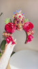 SALE La Catrina Skull Crown, Red Floral Headpiece, Dia de los Muertos, Gothic Flower Crown, Halloween Headpiece, Sugar Skull Tiara, Festival