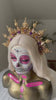 La Catrina Halo Crown, Gold Sacred Heart Crown, Dia De Los Muertos Headpiece, Purple Crystal Crown, Gothic Halo Tiara, Halloween Costume