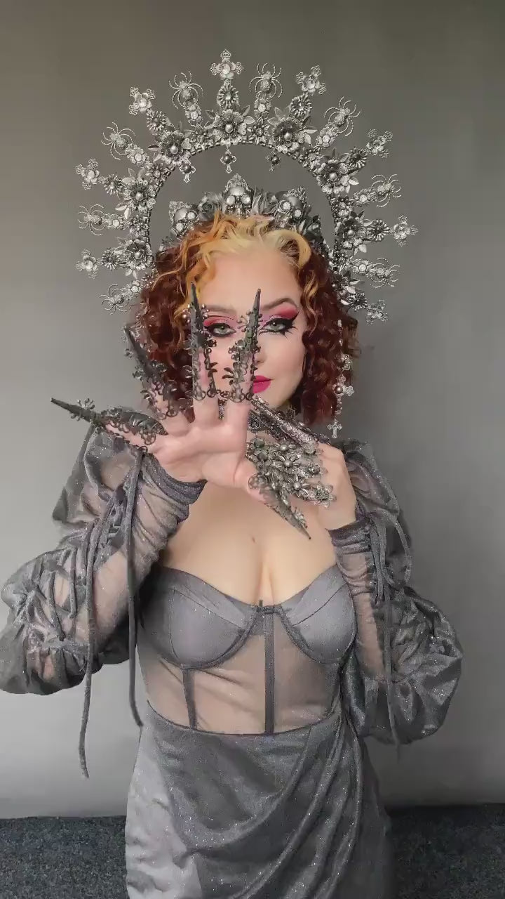 Skull Finger Claws, Gothic Jewelry, Witch Claws, Vampire Costume, Halloween Accessory, Black Claws, Skeleton Hand, Dark Elf Look