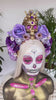 Royal Purple La Catrina Crown, Day of the Dead, Sugar Skull, Dia de los Muertos, Floral Headdress, Festival Headpiece, Mexican Inspired