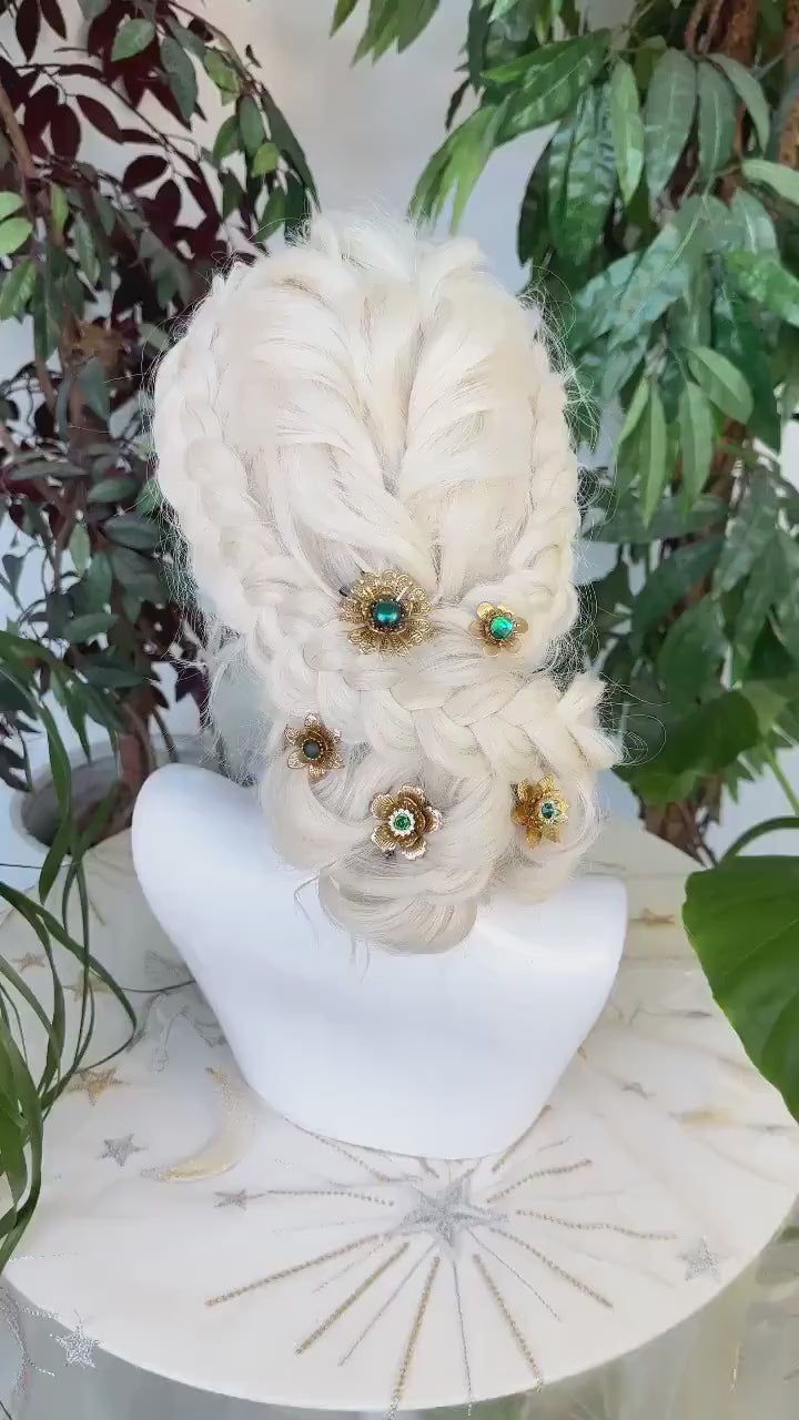 Boho Hairpins Flower Hair Comb Wedding Flowers Emerald Flowers In Hair Boho Bride Flower Crown Boho Chic Style Flower Hairpins Jewellery