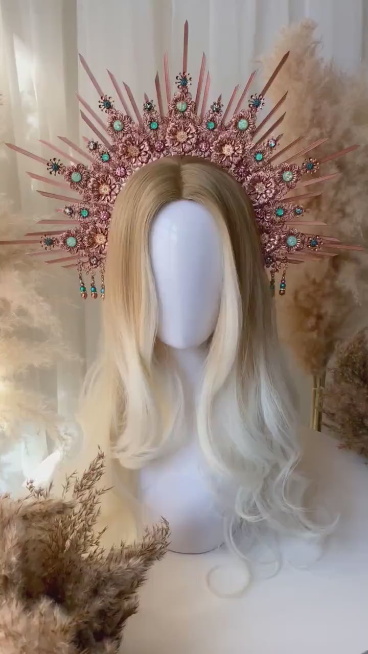 Rose gold crown, Halo Crown, Halo Headpiece, Halo Headband, Halo Headlights, Headpiece, Wedding Crown, Bridal crown, Bridal headpiece, Boho
