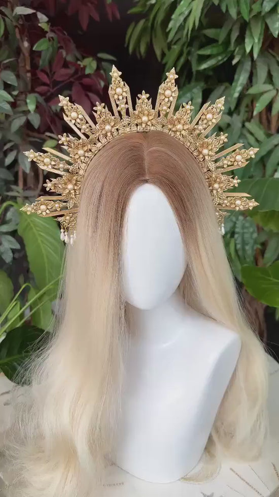 Halo Crown Headpiece Festival Met Gala Crown Sun Burst Headlights Wedding Tiara Boho Wedding Photo Props Bride To Be Bachelorette Bridesmaid
