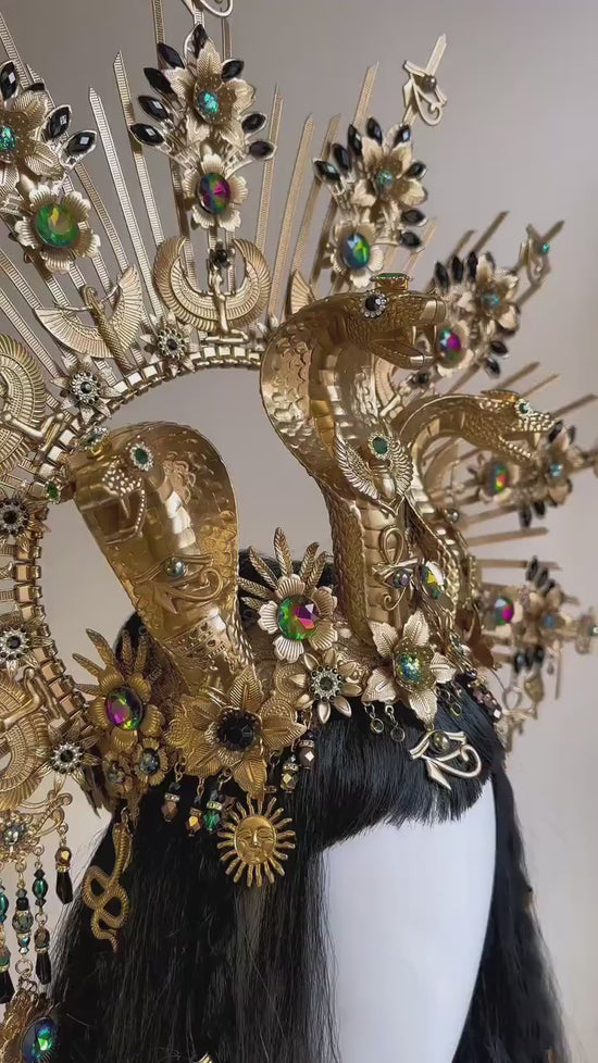 Cleopatra Necklace, Egyptian Jewelry, Carnival Headpiece, Halloween Cleopatra Costume, Mardi Gras Costume, Gold Necklace, Cleopatra Costume