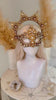 Gold Floral Halo Crown Goddess Headpiece Wedding Festival Statement Crown