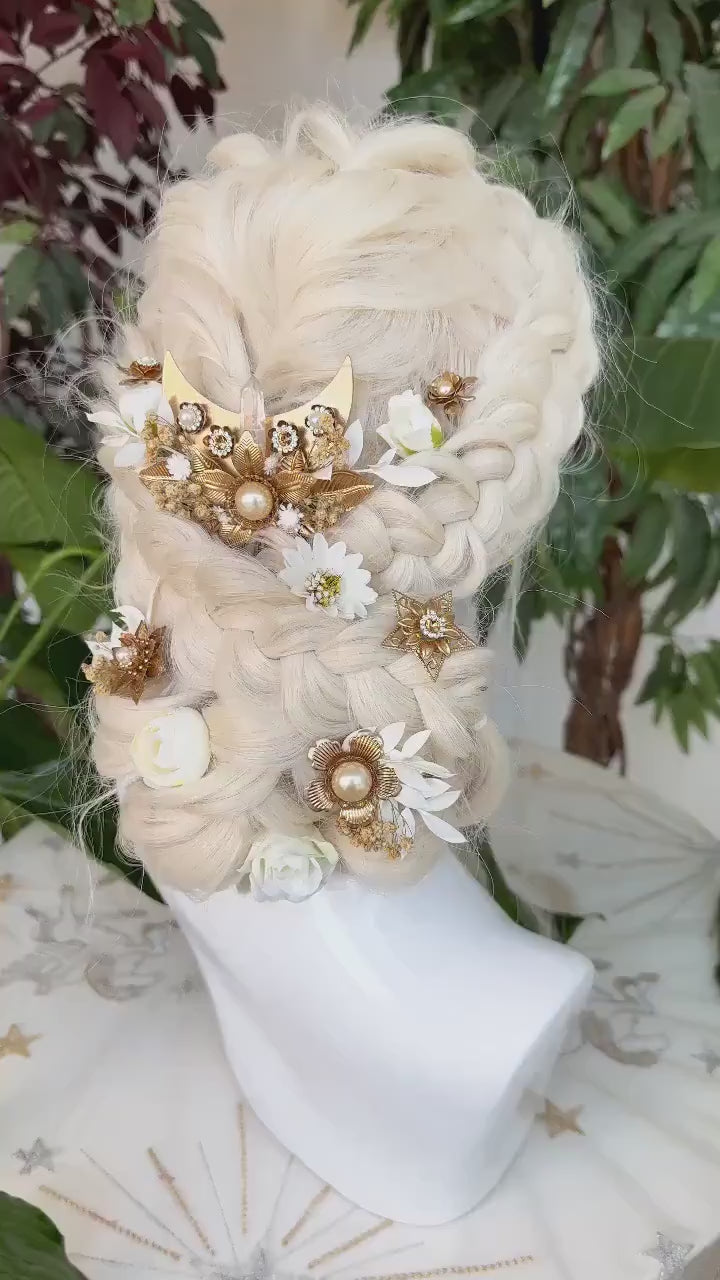 Boho Hairpins Flower Hair Comb Wedding Flowers Beige Flowers In Hair Boho Bride Dried Flower Crown Boho Chic Style Flower Hairpins