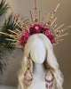 Regal Rose Halo Crown, Floral Wedding Headpiece, Gold Bridal Tiara, Celestial Goddess Crown, Festival Headdress, Maternity Photoshoot