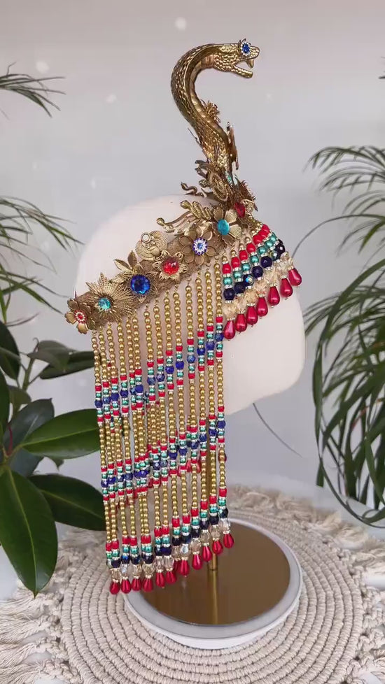 SALE Cleopatra Crown, Egyptian Queen Crown, Festival Crown, Carnival Crown, Mardi Gras Headpiece, Halloween Cleopatra Crown, Regal Egyptian