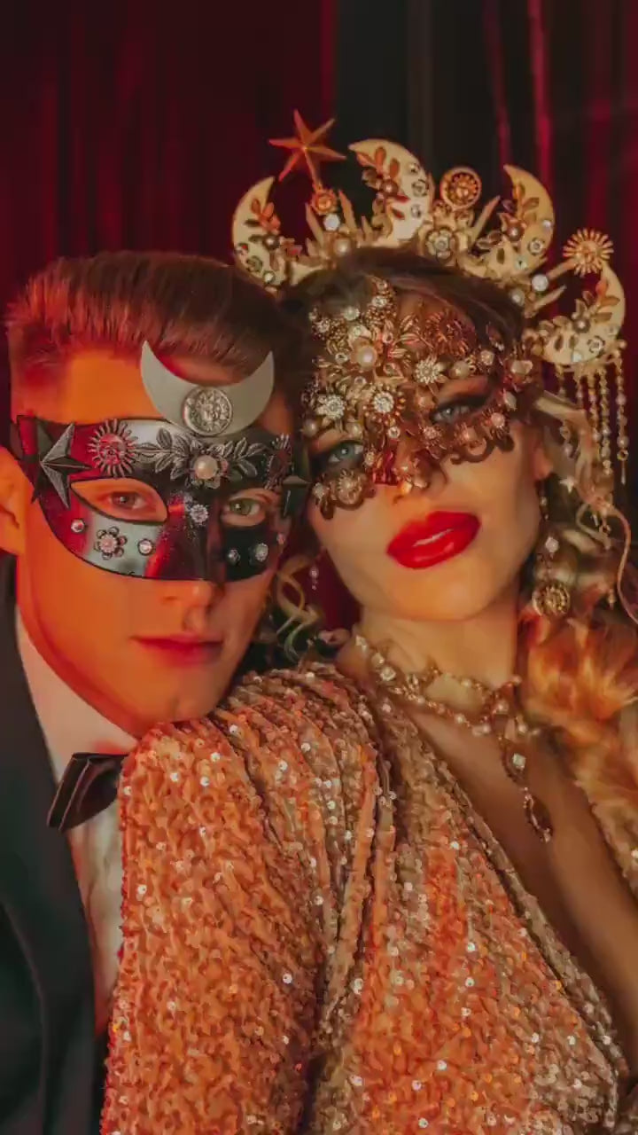 Moon Child Celestial Masquerade Mask Lunar Goddess Headpiece