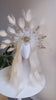 Celestial White Halo Crown, Bridal Headpiece, Goddess Tiara, Festival Crown, Wedding Halo, Peacock Feather Crown, Luxury Statement Headdress