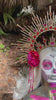 La Catrina Halo Crown, Dia De Los Muertos, Skull Tiara, Gothic Headpiece, Red Rose Crown, Festival Costume, Halloween Tiara,Floral Headdress