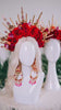 Red Rose Halo Crown Gold Floral Headpiece