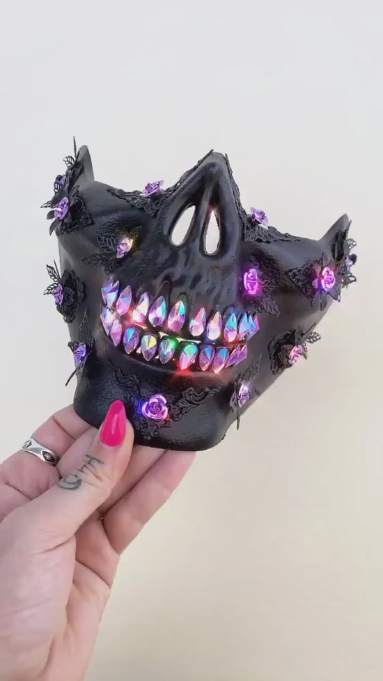 Black skull mask, Skeleton costume, Burning man, Festival accessories, Skull, Festival Muzzle, Halloween, Festival jewellery, Rave outfit