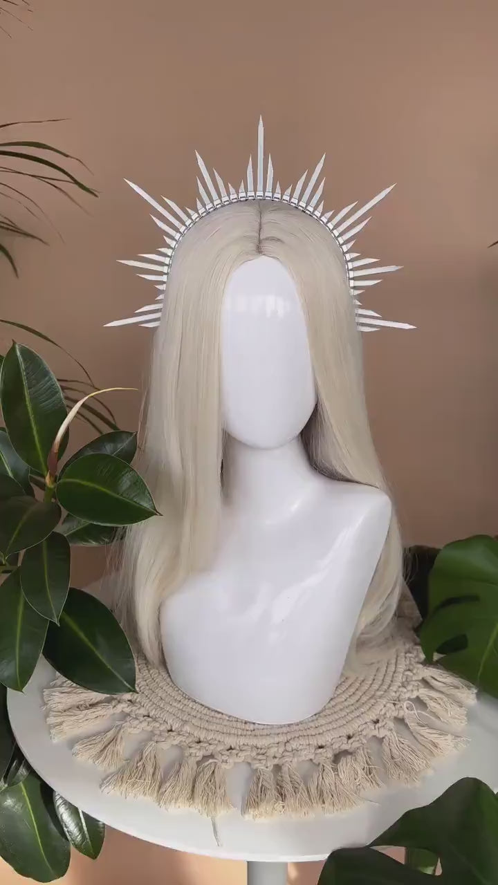 Silver halo crown, Halo crown, Halo headband, Wedding crown, Bridal headpiece, Wedding hair accessories, Silver crown, Bridal crown, Boho